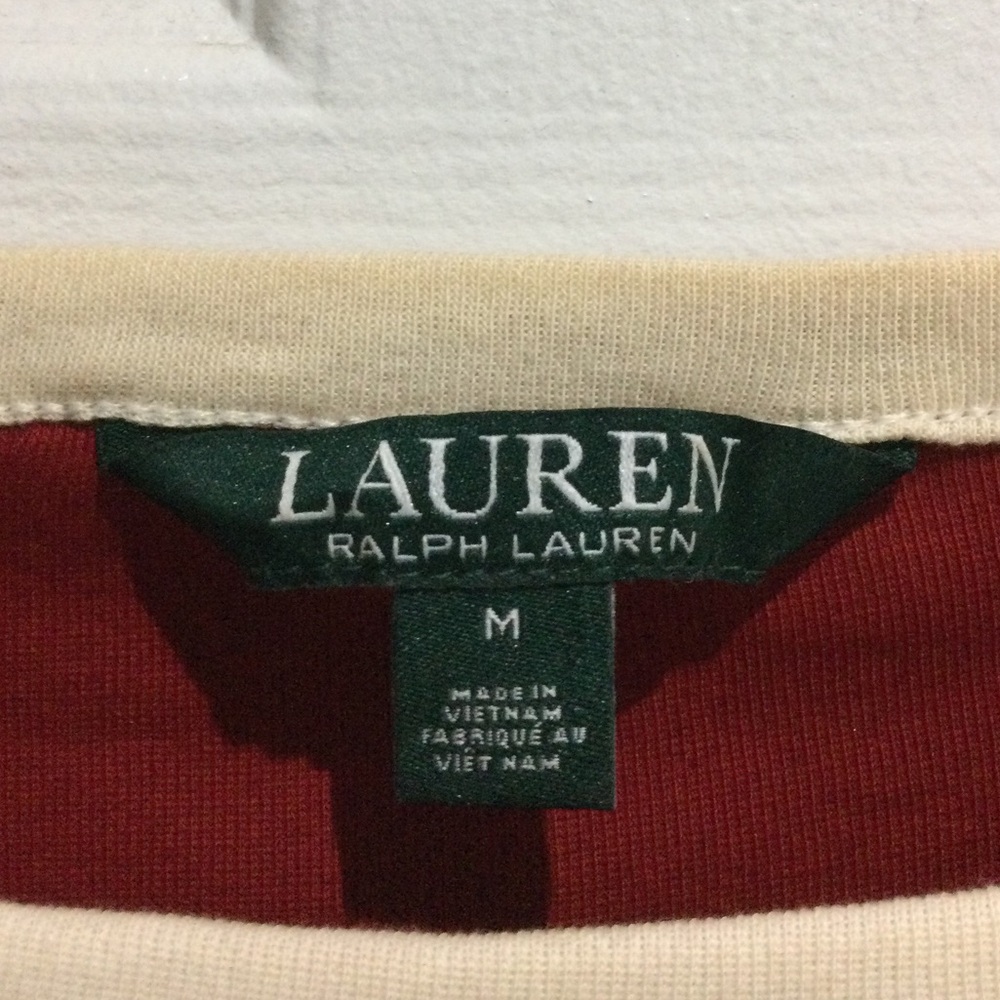 Lauren Ralph Lauren Women’s Red and Cream Long Sleeve Top - Picture 3 of 7